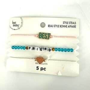 Friendship Bracelet Set - Pink, Blue, Gold